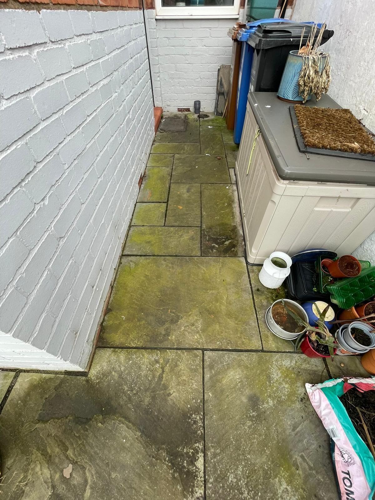 Patio before cleaning